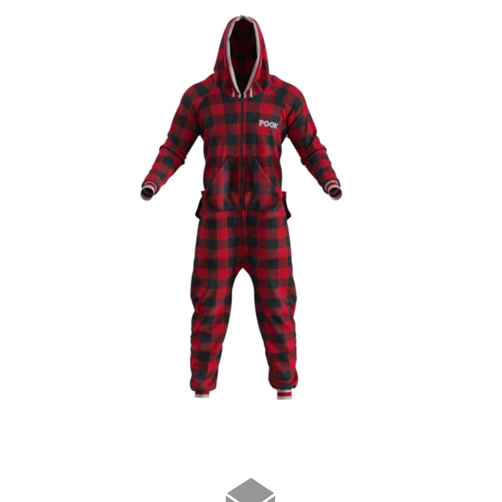 Pook Red and Black Plaid Hooded Onesie